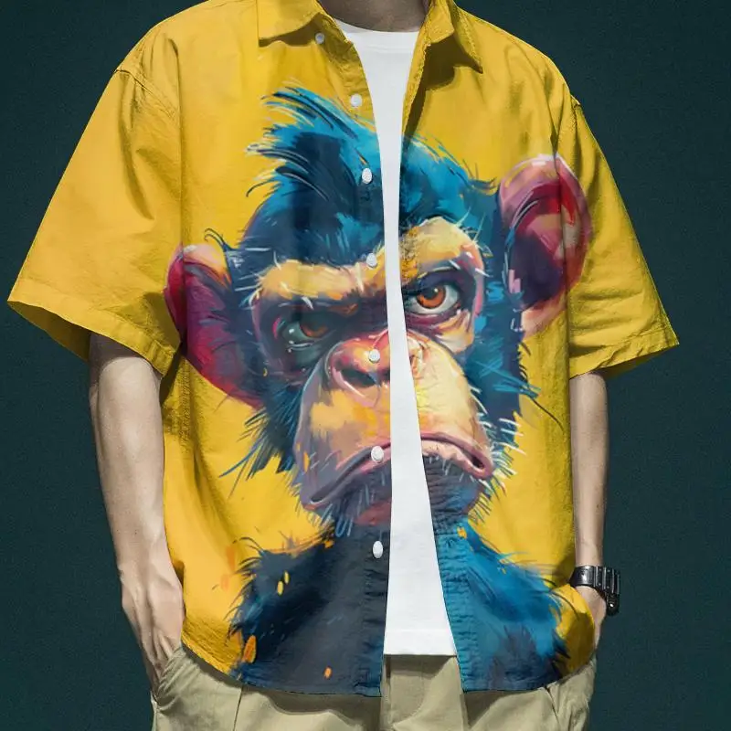 Camisa hawaiana de manga corta para hombre, camisa con estampado 3d de animales, divertida, informal, para vacaciones en la playa, verano, 2024