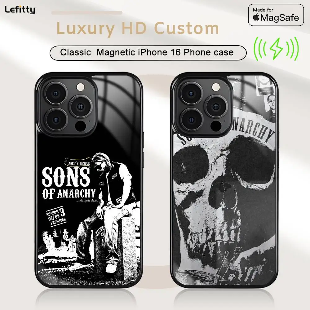 

S-Sons of Anarchy Season Phone Case For iPhone 16 15 14 13 12 11 Pro Max Plus Mini Magnetic Magsafe Wireless Charging Cover