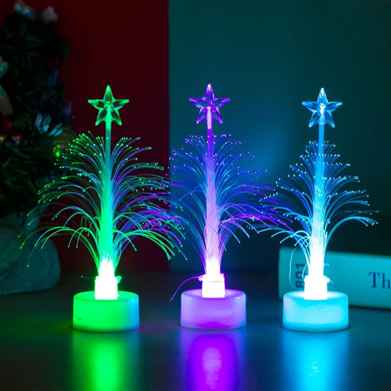 Christmas Night Light Creative Fibre Optic Christmas Tree Flash Seven Colours Glowing Christmas Ambient Light Children's Gifts