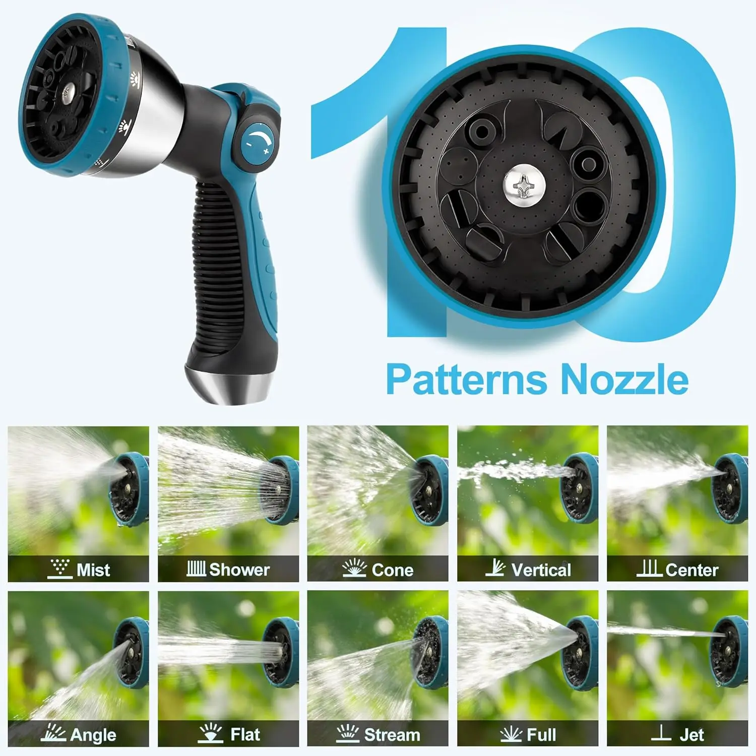 Retractable Garden Hose Reel - 5/8 Inch X  With 10 Pattern Nozzle   Any Length Lock, Heavy Duty Water Hose Supports Automatic