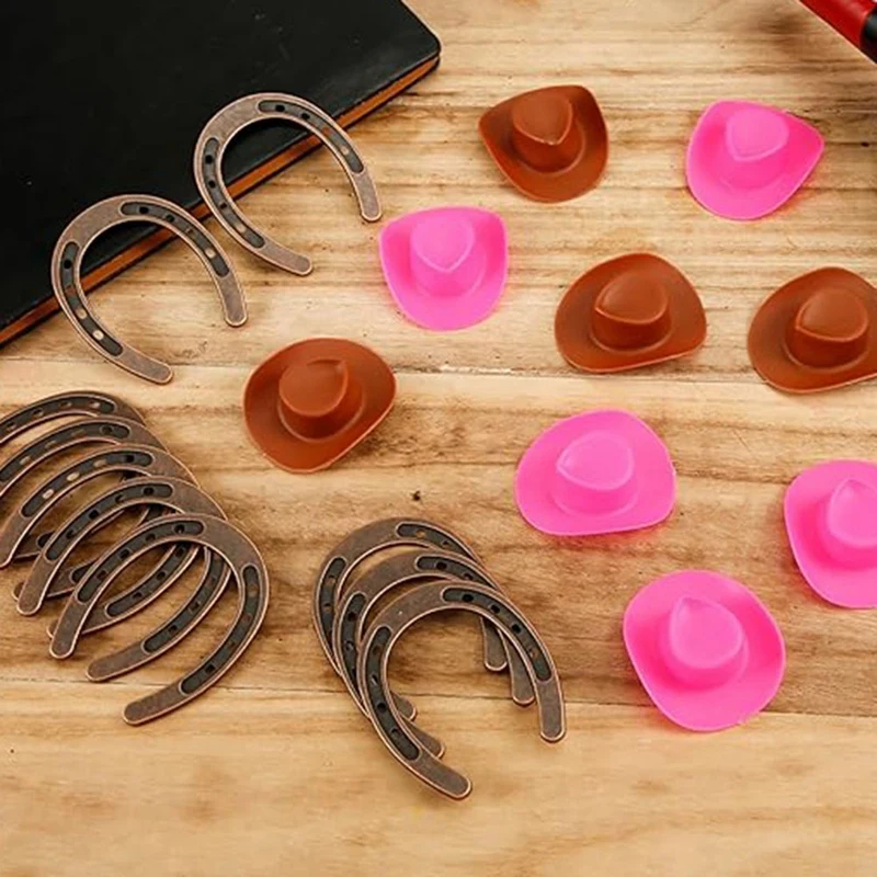 30Pcs Mini Horseshoe Plastic Western Party Hats Western Barbie Hat For Birthday Horse Party Decoration Supplies