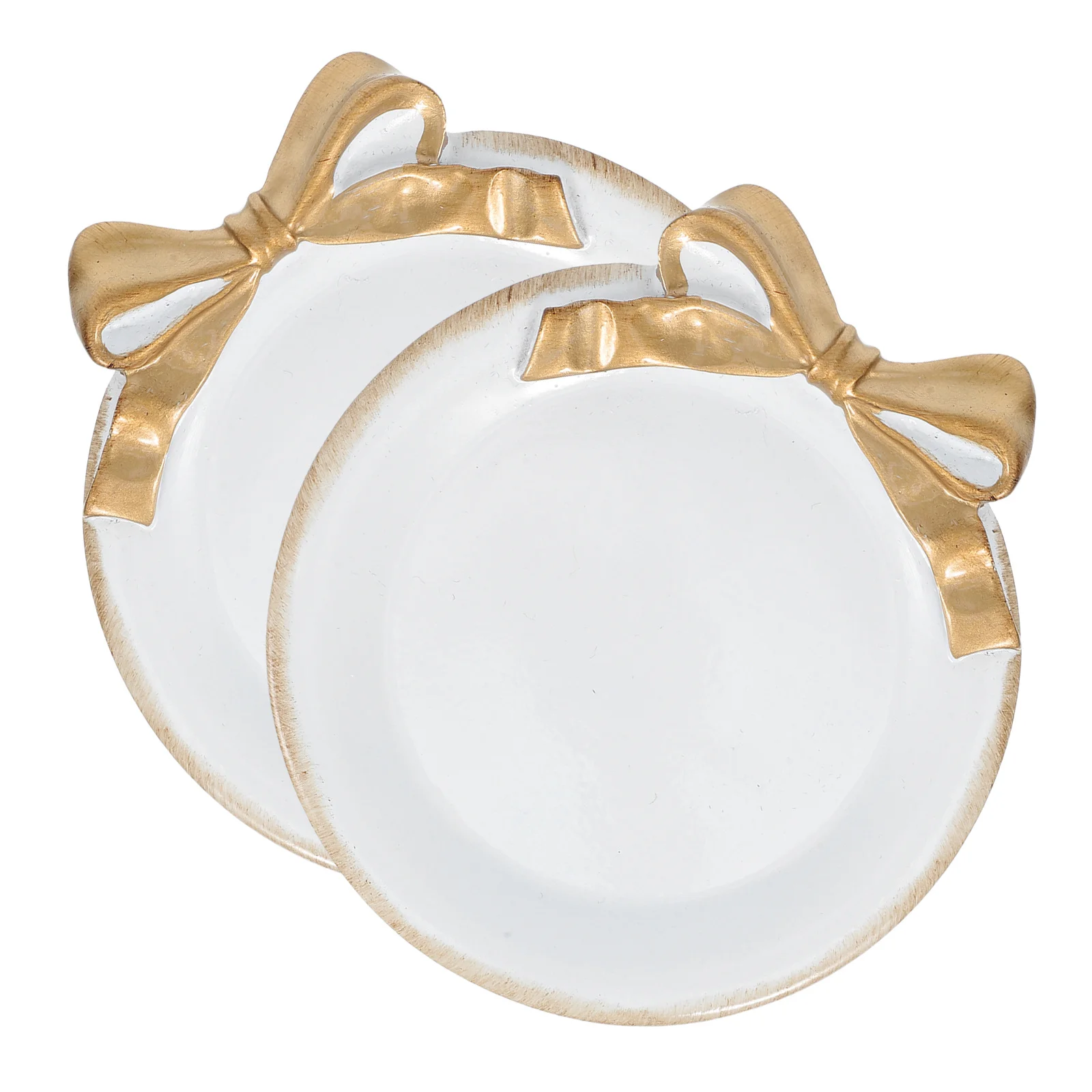 

2Pcs Resin Dish Plate Vintage Jewelry Display Tray Bowknot Design Material Decorative Trinket Dish Vanity Bathroom
