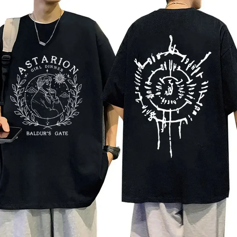 Astarion 2023 Graphic Print TShirt Men's Fashio Cotton Oversized T Shirts Unisex Casual Short Sleeve T-shirt Harajuku Streetwear