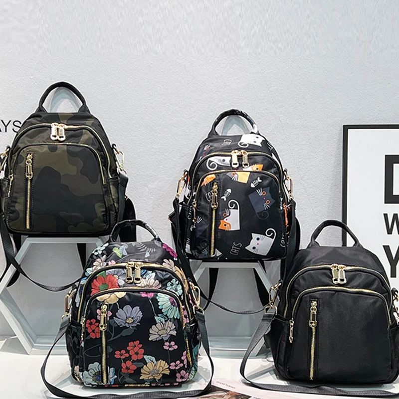 

New Small Backpack Women's Fashion Oxford Cloth Street Fashion Cool Fan Color One Pack Multi-use Backpack Shoulder Bag