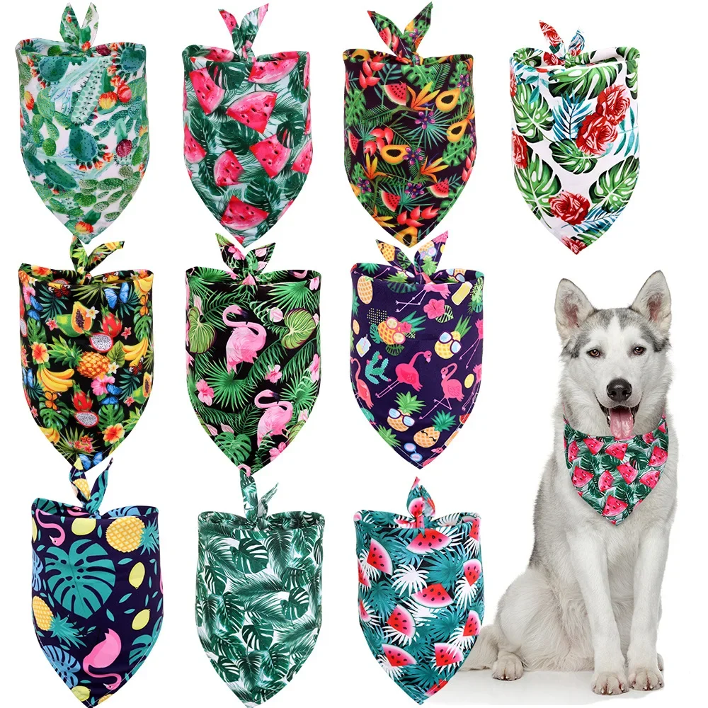 Tropical wind fruit flamingo pet saliva towel cactus dog scarf pet triangle towel spot cross-border