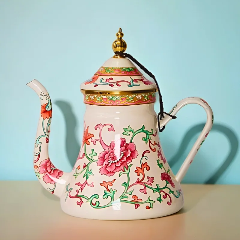

Эмалированный чайник для чая с молоком, кипячение воды, кофе, цветок, чайное масло, чайник для вина, чайник с эмалированным цветком