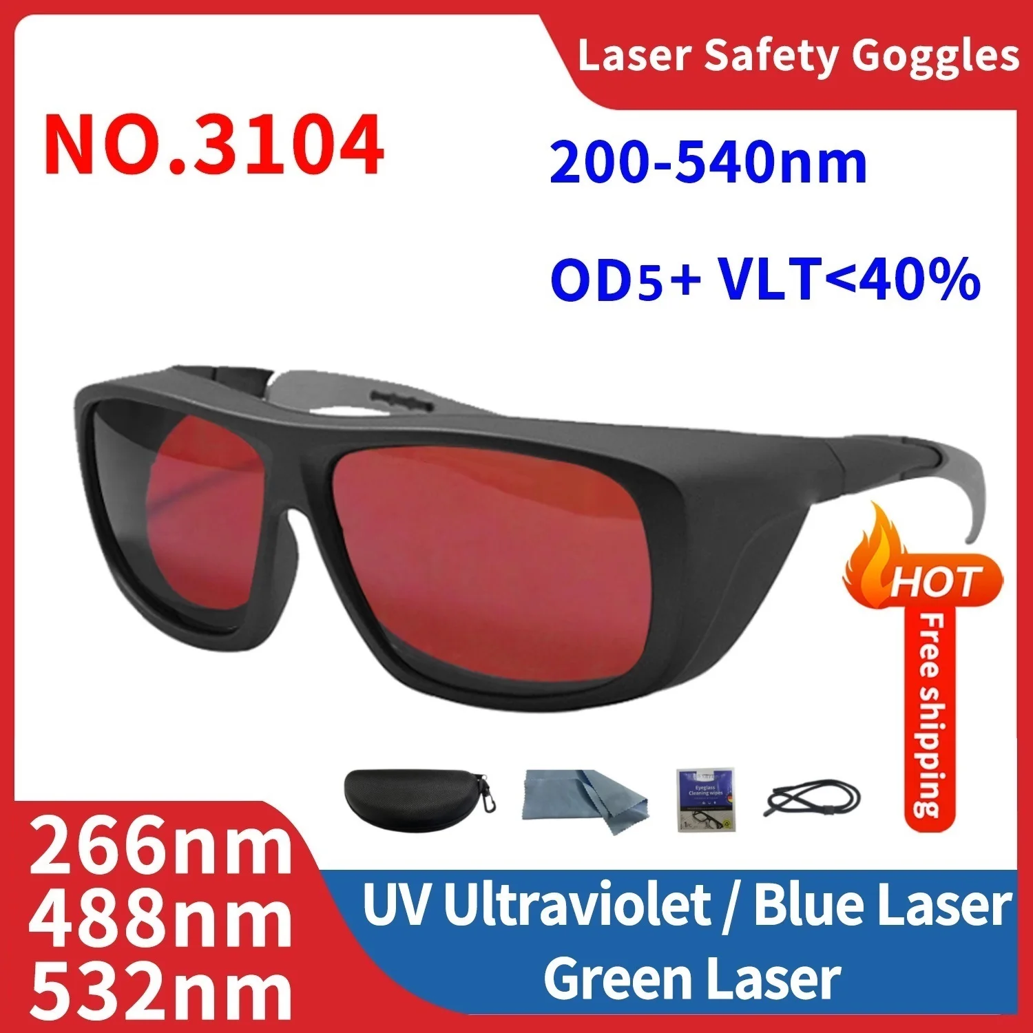 Laser Protective Safety Goggles Glasses Eye Protection lentes de seguridad industriales UV IPI IR IPL FPV 200-2000nm 1064 532nm