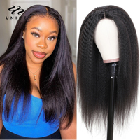 UNice Hair Kinky Straight Lace Wig Human Hair Natural Color 4x1 Lace Part Human Hair Wig Middle Part Only