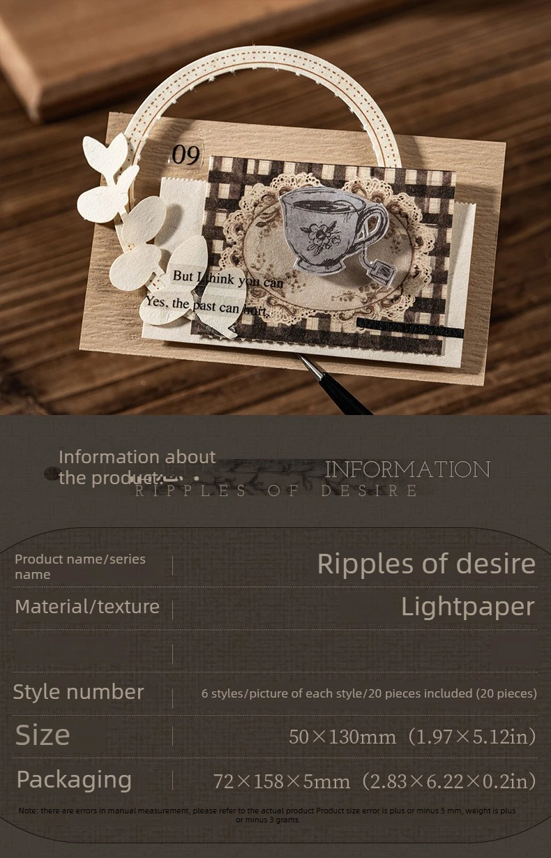 1er-Pack/2er-Pack Vintage-Stanzmuster-Kollagen-Notizen, florale Serie, Notizbuch mit Einband, 6 Stile, 20 Blatt – Detail 4