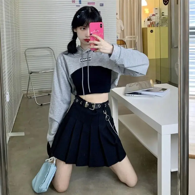 Crewneck Long Sleeve Crop Top Workout Gym Casual Cut-out Loose Cropped 