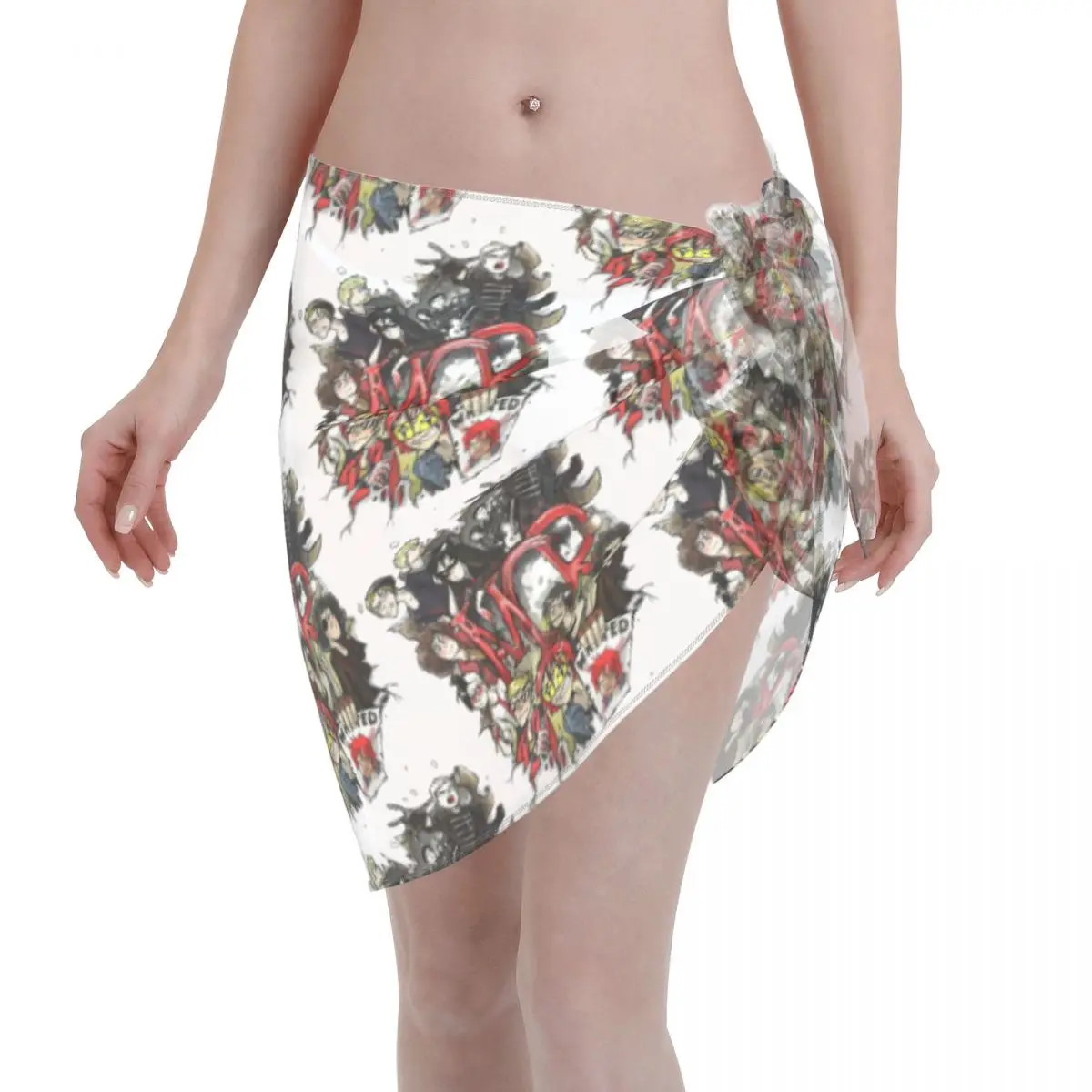 

Custom My C-Chemical Romances Women Short Sarongs Beach Wrap 3D Print For Swimwear Beach Bikini Wrap Dresses Swimsuit Coverups