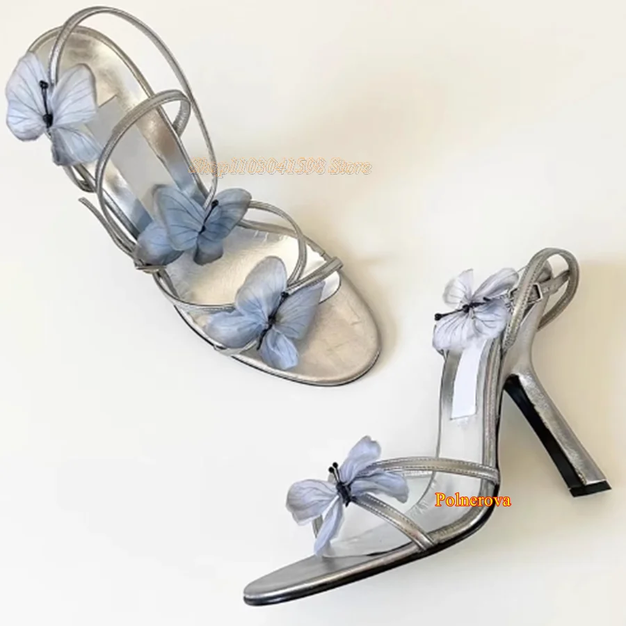 Sandálias de salto alto com fivela borboleta, sapatos Peep Toe Stiletto para mulheres, festa de casamento, novo, 2023