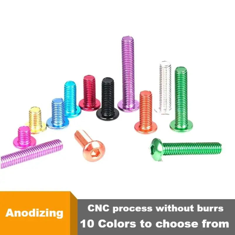 M5 سبائك الألومنيوم نصف جولة رئيس الترباس اللون القرص رئيس دراجة البطيخ عربة الطريق الدراجة الخلفية التوتر المسمار الزخرفية