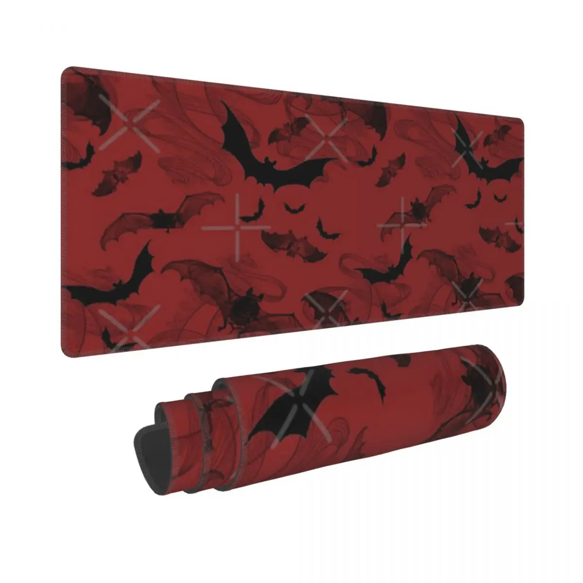 Gothic Halloween Bat Pattern Red Background Rubber Keyboard Pads