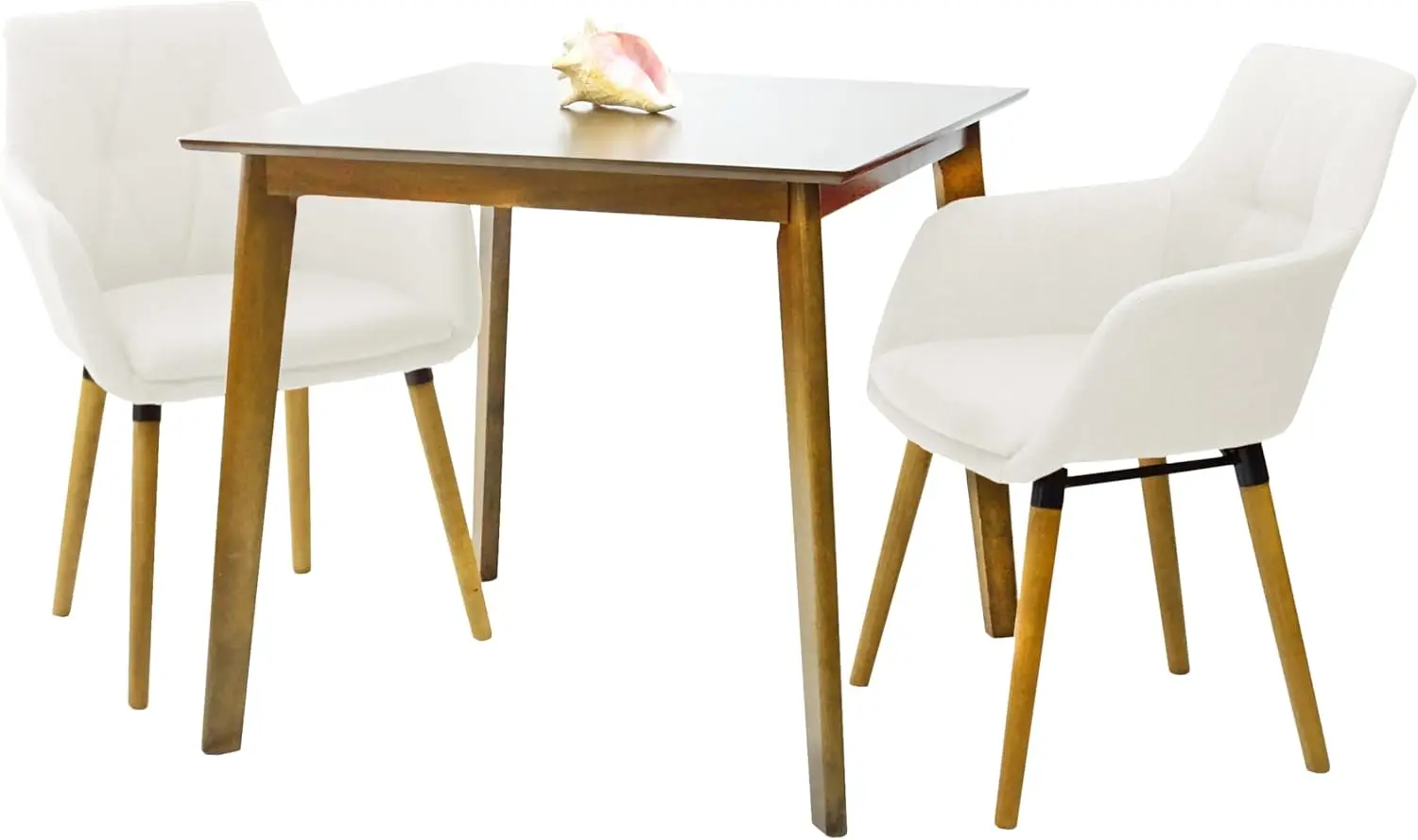 

Wickerix 3 Piece Dining Set, 2 Modern Style Solid Wood Alba Armchairs W Square Dining Table, Kitchen Set For Two, Modern