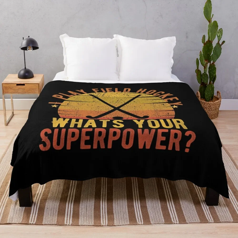 

I Play Field hockey Whats your superpower Vintage Throw Blanket Soft Plush Plaid Plaid Shaggy anime Blankets