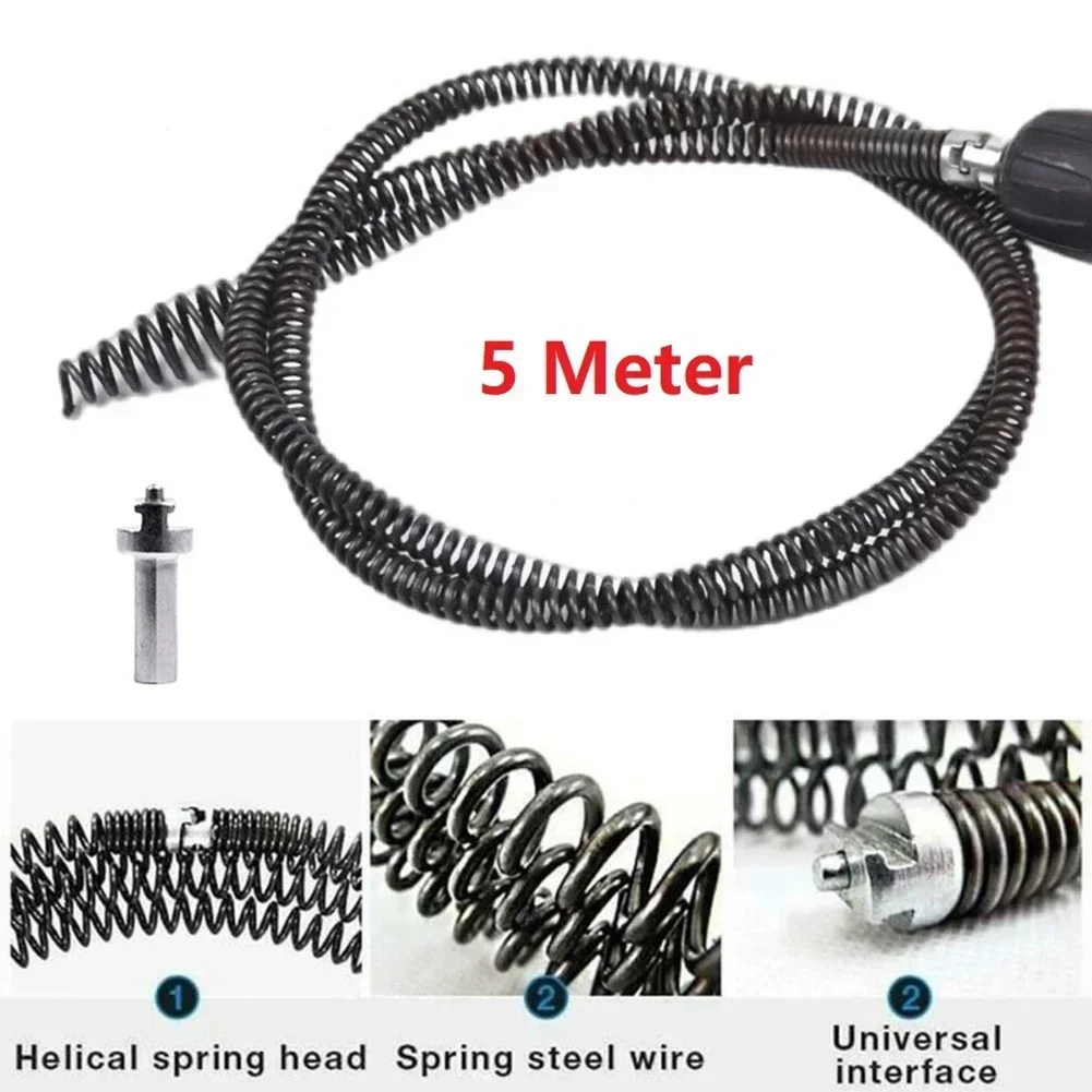 5 Meter Electric Drill Drain Dredging Spring Sink  Pipe Sewer Dredging Tool Set Household Cleaning Power Tools