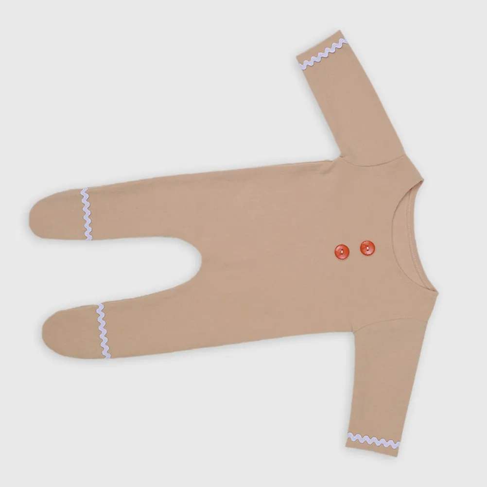 

1Set Baby Gingerbread Footed Romper Christmas Theme Newborn Long Sleeve Bodysuit Photography Outfit Hat Xmas Infant Party Wear