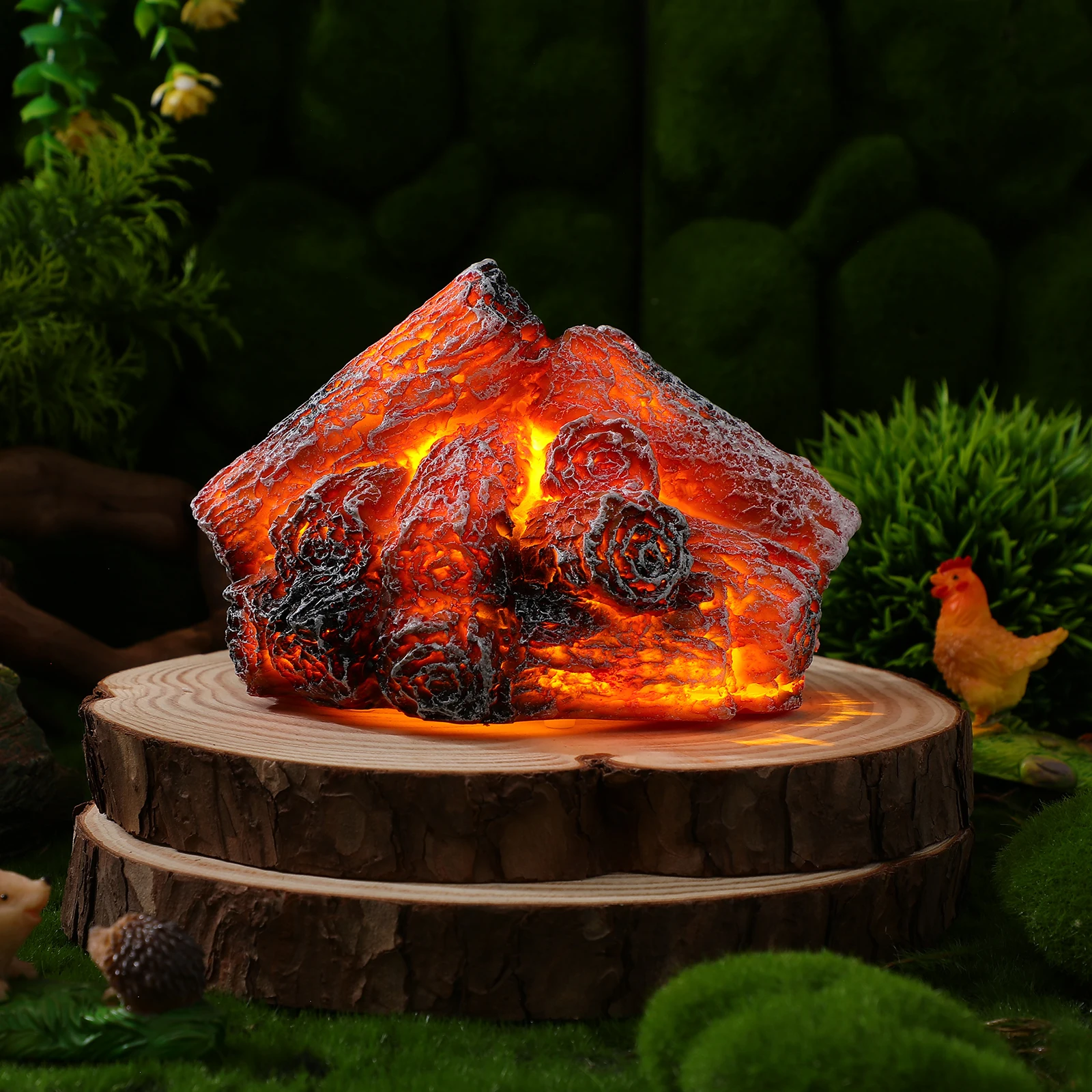 

1pc Resin Campfire Led Led Flame Light Fake Fire Lamp Artificial Fireplace Campfire Light Christmas Halloween Decoration