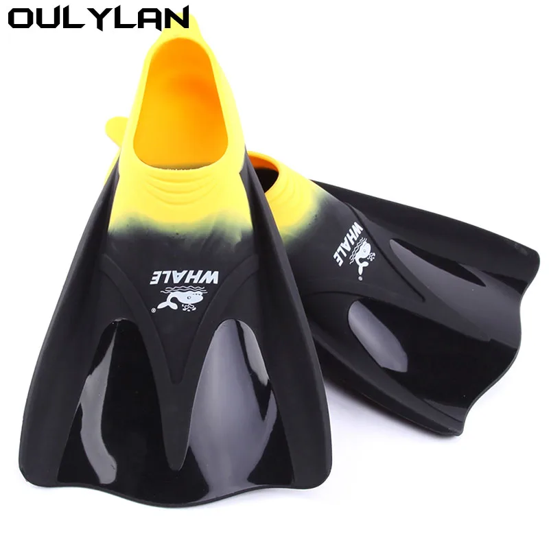 Oulylan TPR Diving Swimming Fins Foot Webbed Flippers Pool Submersible Children Adult Boots Shoes 32-44 Professional Silicone