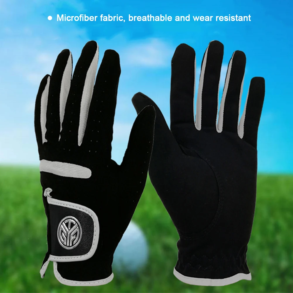 1pc golfhandschoenen zwart kan op de linker- en rechterhand dragen, stof, lycra, zacht, ademend, professionele handschoenen, rijden, fietsen, buiten