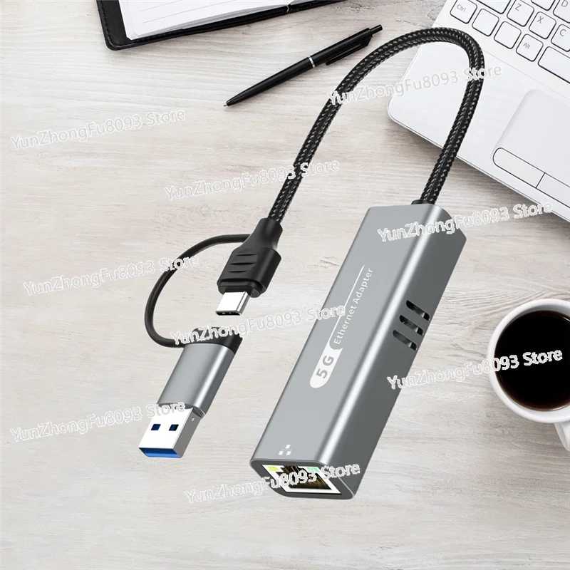 USB 3.2 To 5Gbps Ethernet Adapter RTL8157 5000Mbps RJ45 Network Converter For Laptop Support 5G,2.5G,1G,100Mbps