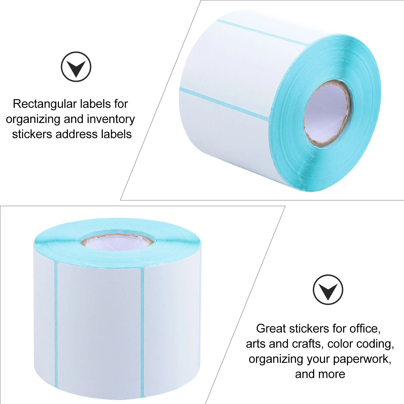 Rolo de etiqueta branca autoadesiva, impressão retangular, endereço postal, adesivo de preço, à prova d'água, resistente a arranhões, multi