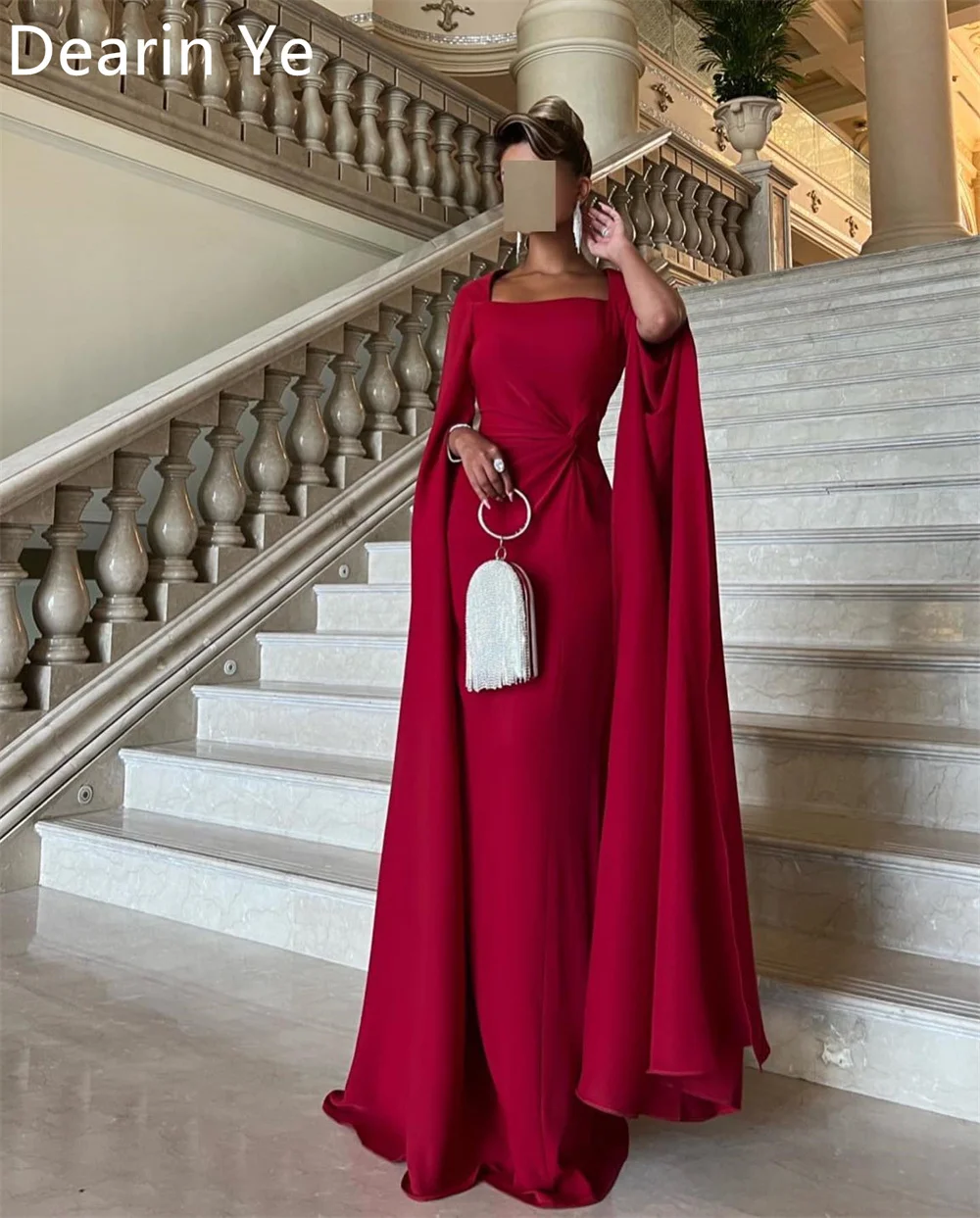 Customized Prom Gown Dearin Square Collar Column Floor Length Skirts Vertically Bespoke Occasion Dresses Evening Saudi Arabia Fo