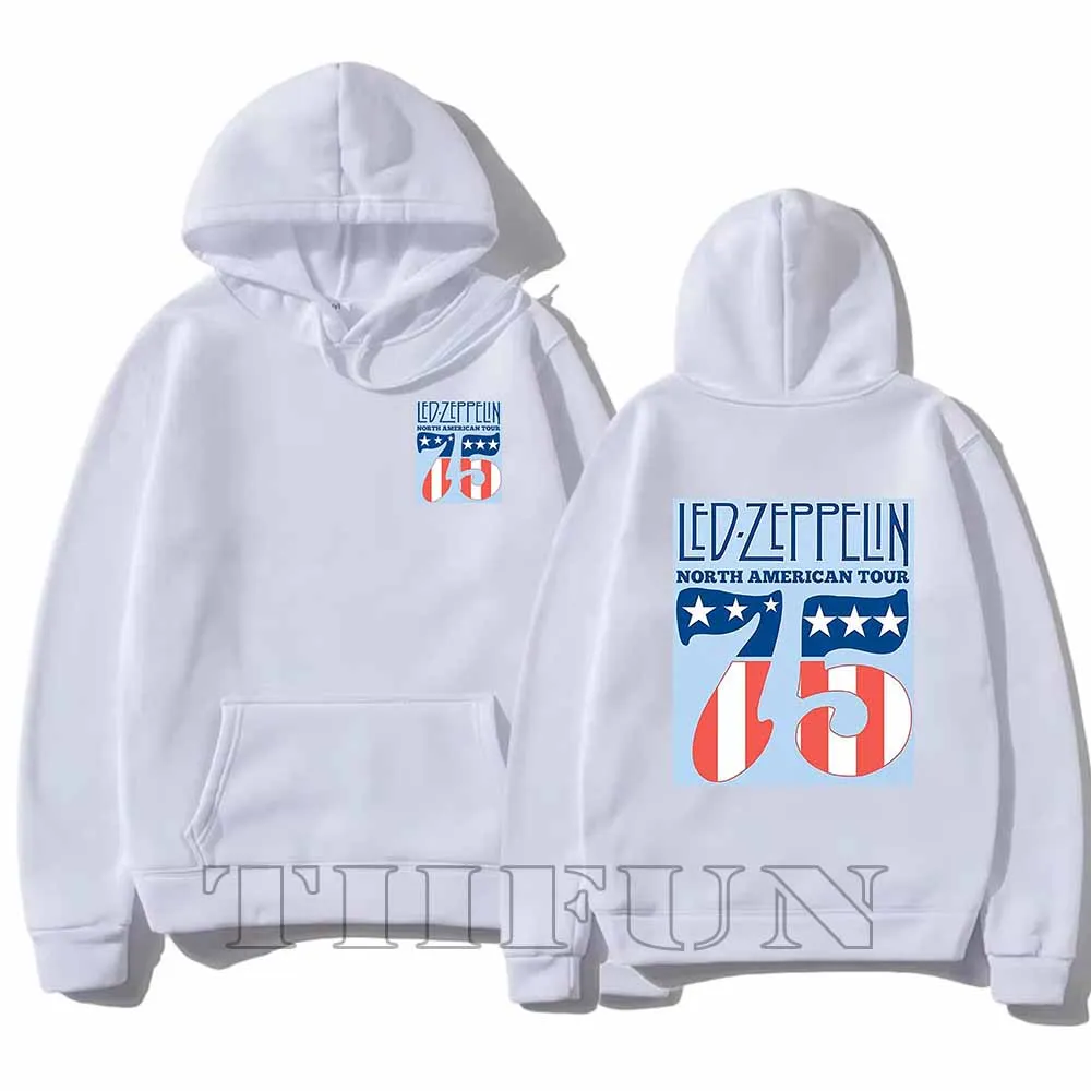 Led Zepelin 1975 Tour norteamericano mujeres sudaderas con capucha Harajuku sudaderas hombres suelta ropa informal estilo Hip Hop ropa deportiva con capucha de moda