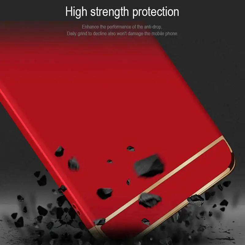 Capa para iPhone 8 Plus, 3 em 1, luxuosa, dourada, rígida, cobertura traseira, caixa removível para telefone