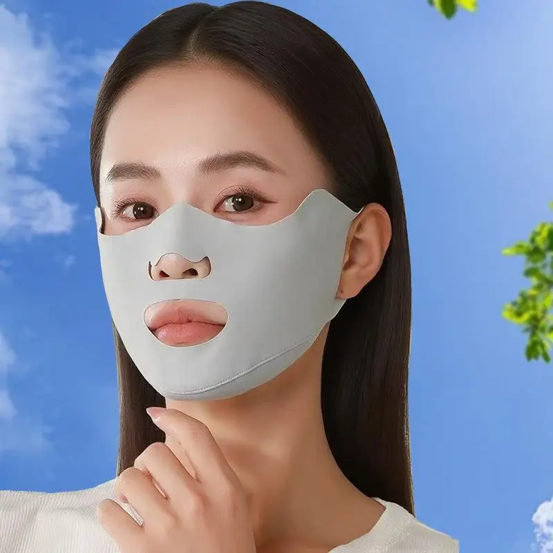 New1PCS New Breathable Ice Silk Sunscreen Mask Washable Anti-UV Riding Face Cover Unisex Summer Eye Corner Protection