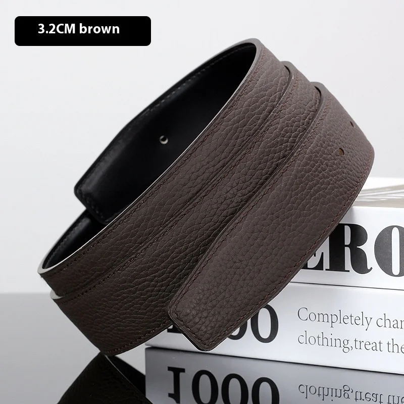 Luxury Belt Ultra-Thin Pointed Belt Headless Men And Women First Layer Cowhide Letter Buckle Replacement Buckleless Belts3.2/3.8