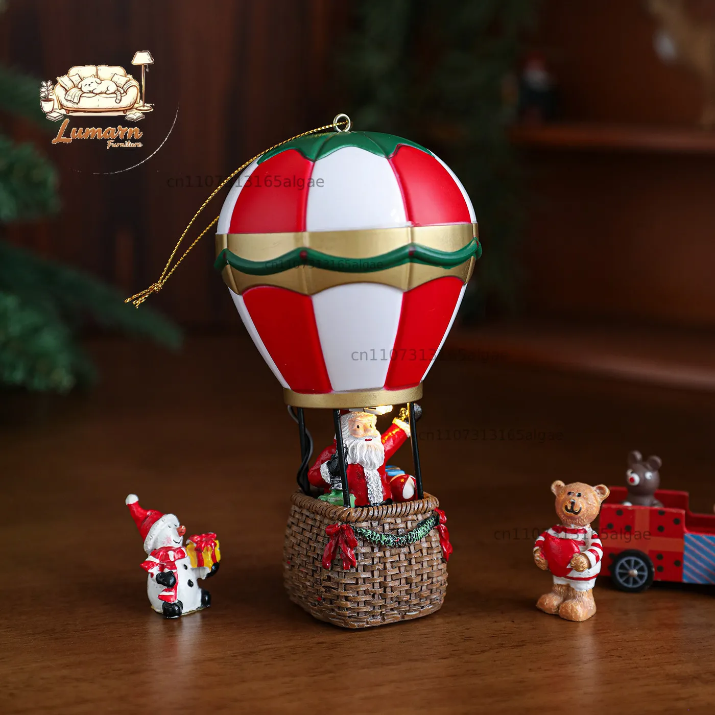 Christmas decorations: Santa Claus, hot air balloon fireplace night light, Christmas gifts, gift decoration scenes