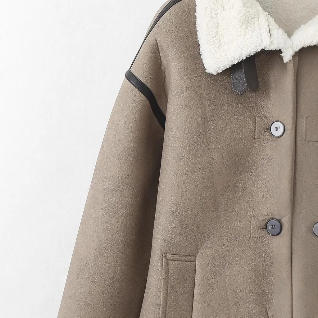 

Женское меховое пальто средней длины, двубортная куртка с хлопковой подкладкой из овечьей шерсти на осень-зиму, европейско-американский стиль