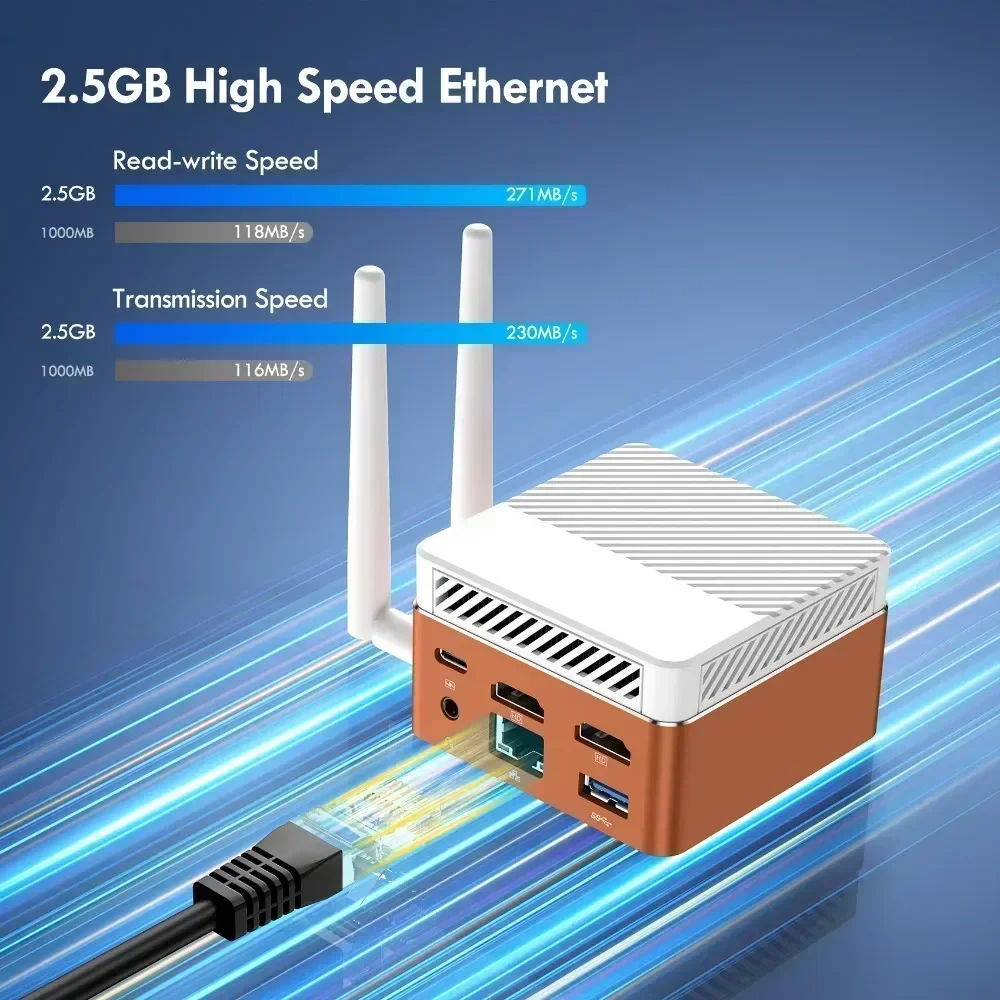 SZBOX كمبيوتر صغير للألعاب ، مكتب جيب ، واي فاي 6 ، BT ، lpdddr5 ، 16 جيجابايت ، MHz ، M.2 ، SATA ، Windows 11 Pro