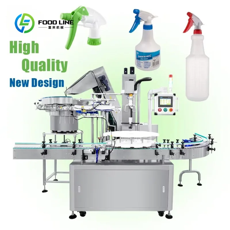 Custom Made  Rotary Plate Trigger Spray Pump Plastic Bottle Screw Automatic Capping Machine with Vibratory Bowl Cap