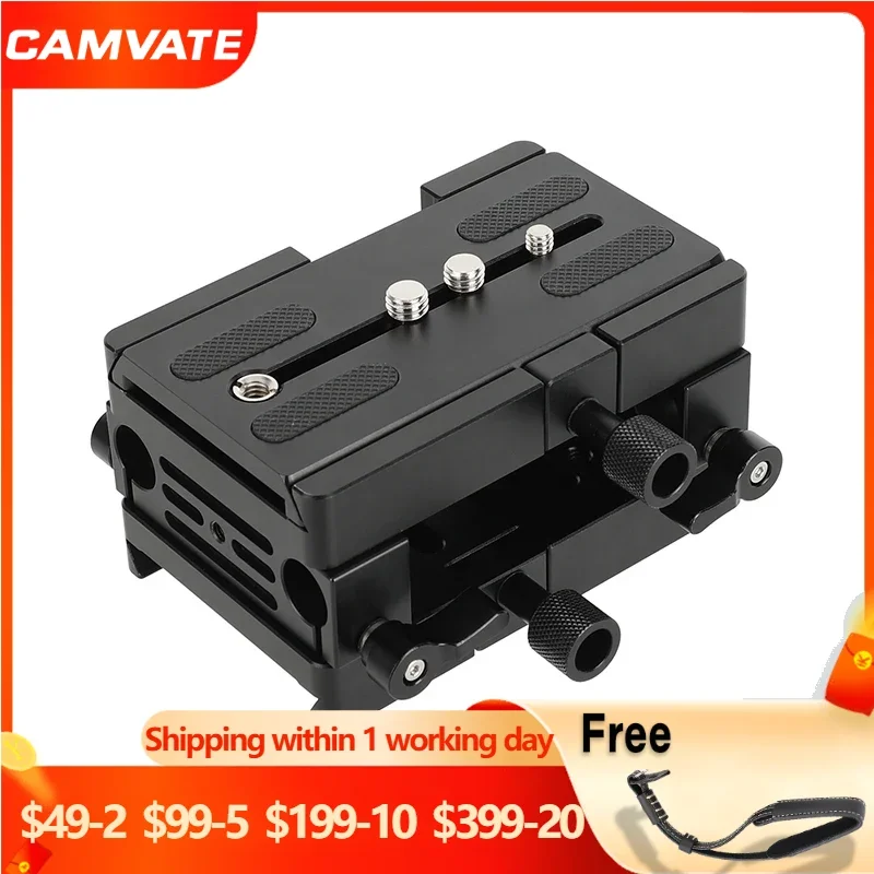 

CAMVATE 15mm Camera Baseplate ARRI Dovetail Clamp Quick Release Plate For DSLR Shoulder 15mm LWS Rod Support System Tripod Mount