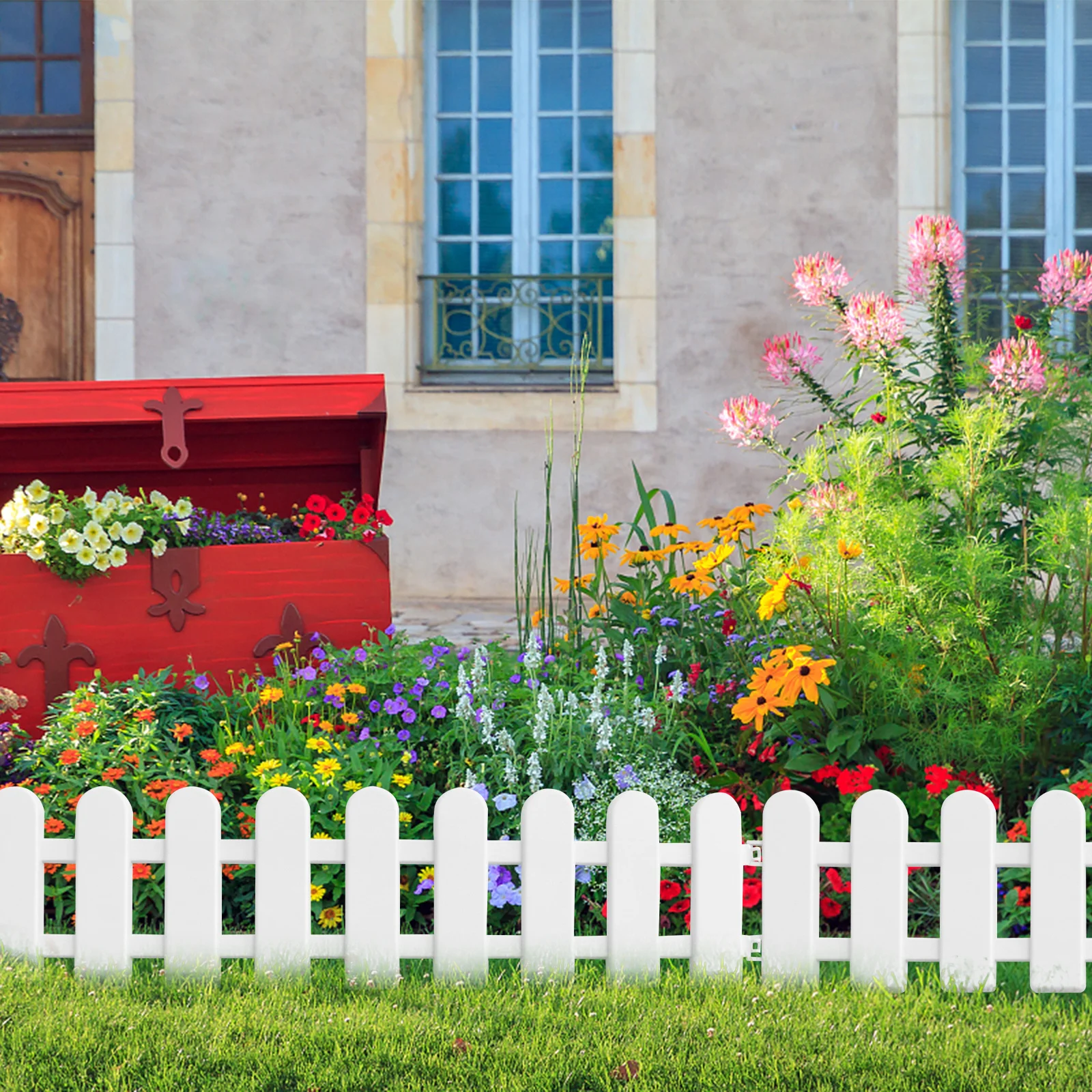 

5pcs Decorative White 50X13Cm Pvc Garden Fence For Courtyard Outdoor Indoor Use Flexible Lightweight Design For Fairy Gardens