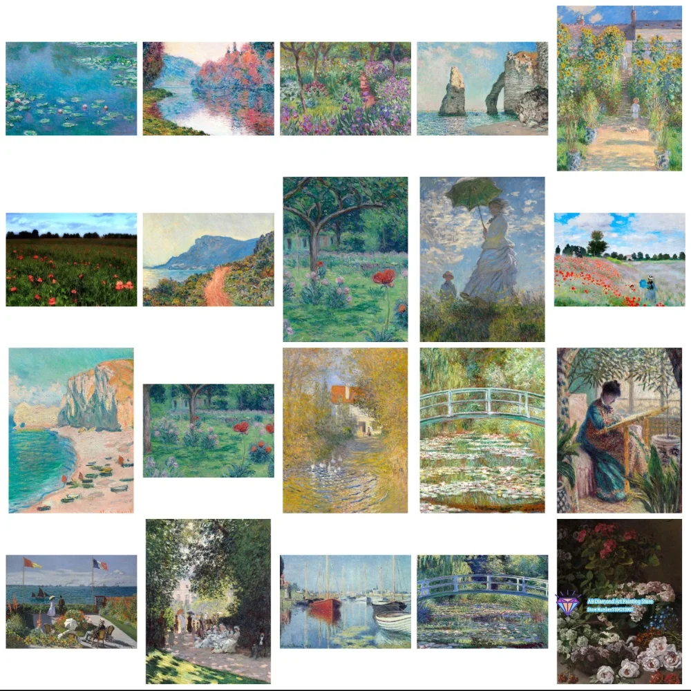 Famous Claude Monet Artwork Square Round Diamond Painting Kit 5D DIY Diamond Embroidery Art Gift Crafts Home Decor Gift