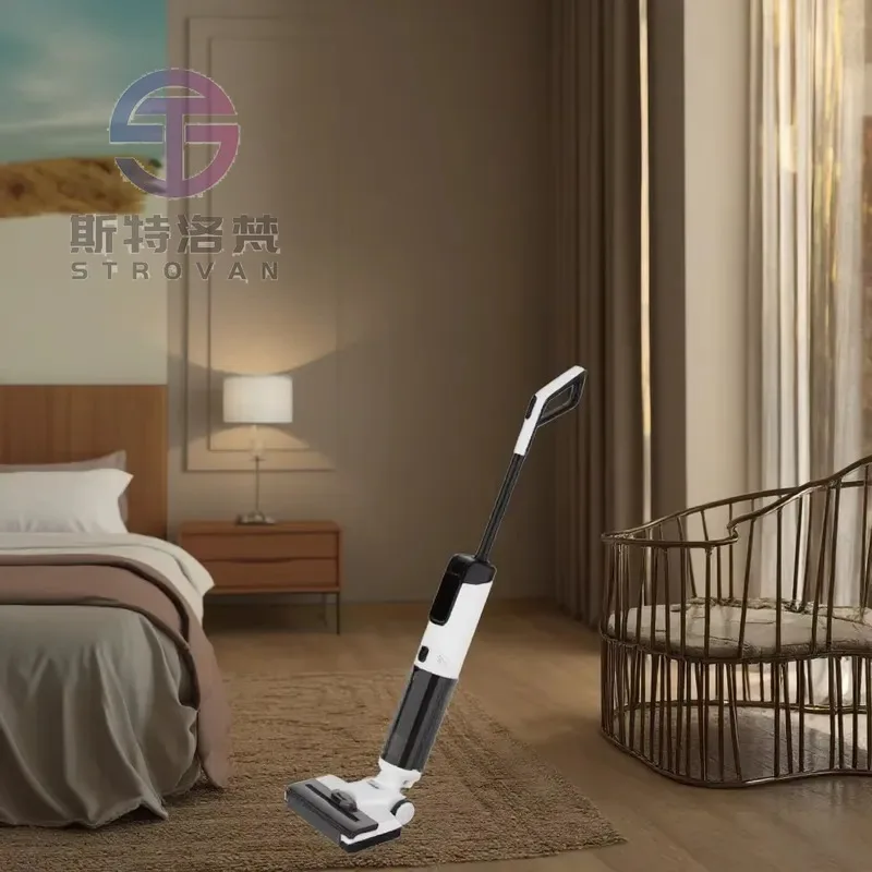 Rechargeable Wet & Dry Vacuum Cleaner with LED Light Two Languages & Voice Self-Cleaning BLDC Motor Floor Washer Brushless