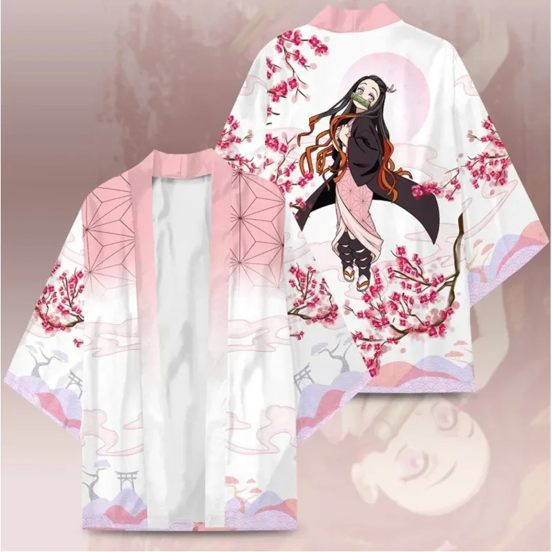 Anime Nezuko Tanjirou Cosplay Kimono para mujeres hombres Yukata Haori chaqueta estampada ropa tradicional japonesa disfraz