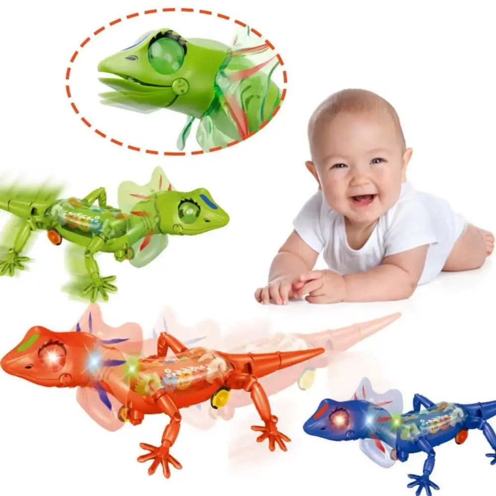 

Robotic Model Electronic Pets Lizard Sounds Lights Transparent Lizard Walking Electronic Anime Lizard