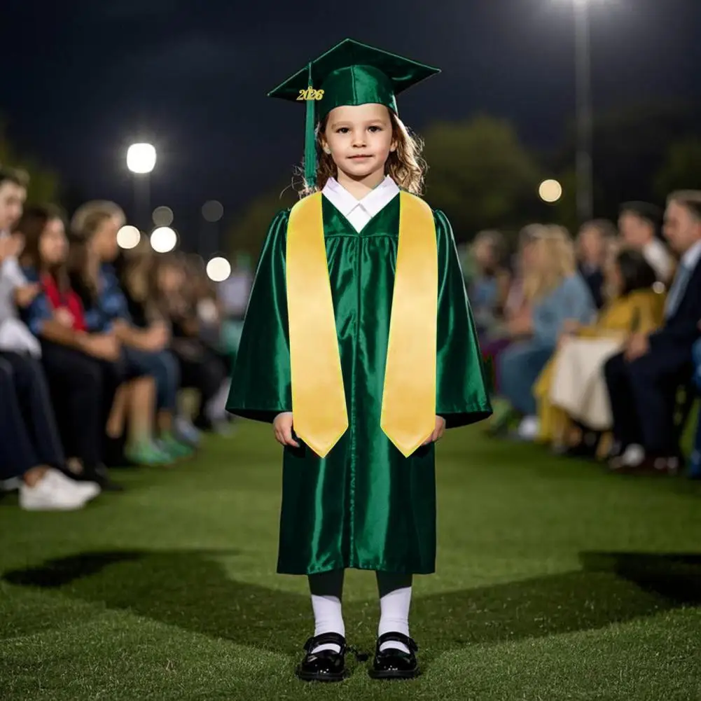 2026 Afstudeerjurk voor kinderen, 3-delige set, kleuterschoolpet en -jurk voor fotoshoot, afstudeerceremonie-outfit