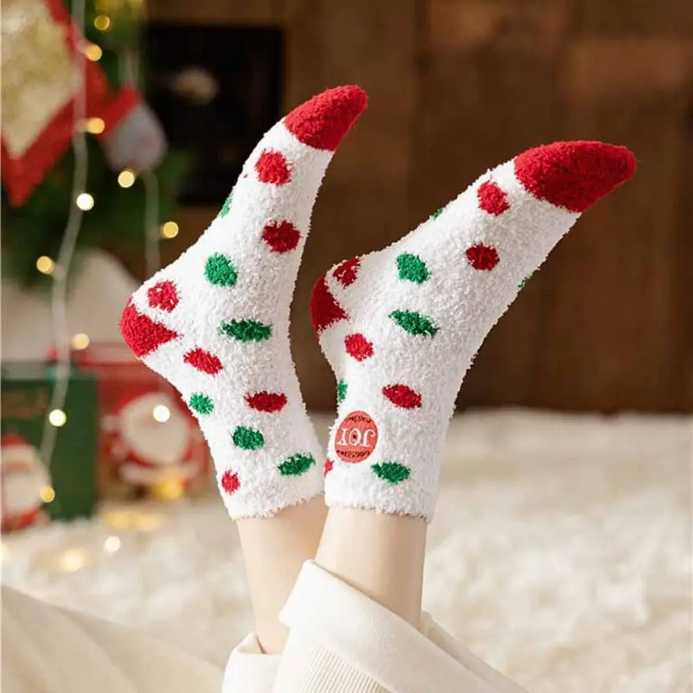 Christmas Coral Velvet Socks Winter Fuzzy Socks Women Cute Santa Elk Middle Tube Socks Thicken Warm Floor Sleep Socks Home Socks image 2