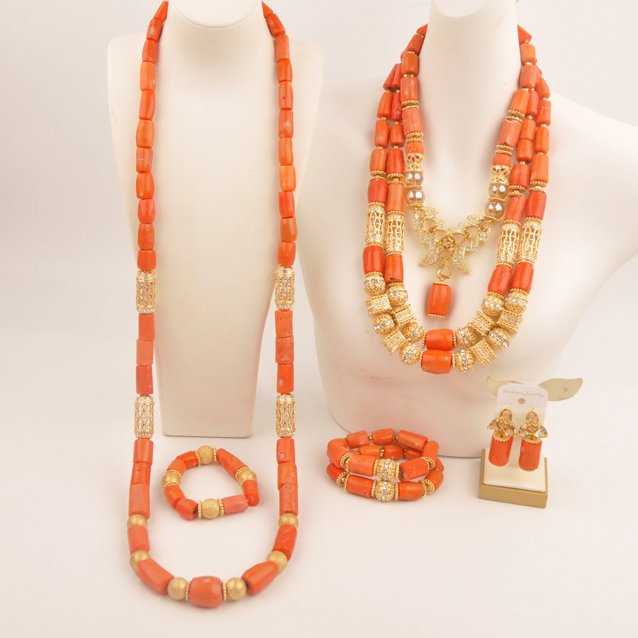 Necklace Wedding Fashion Nigeria Jewelry Natural Orange Coral Collection Africa