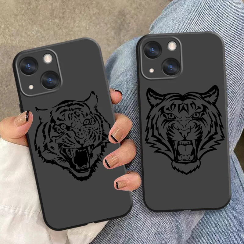 Fashion Tiger Bear Logo Phone Case For Apple iPhone 14 13 12 11 SE XS XR X 7 8 6 mini Plus Pro MAX Soft Black Cover