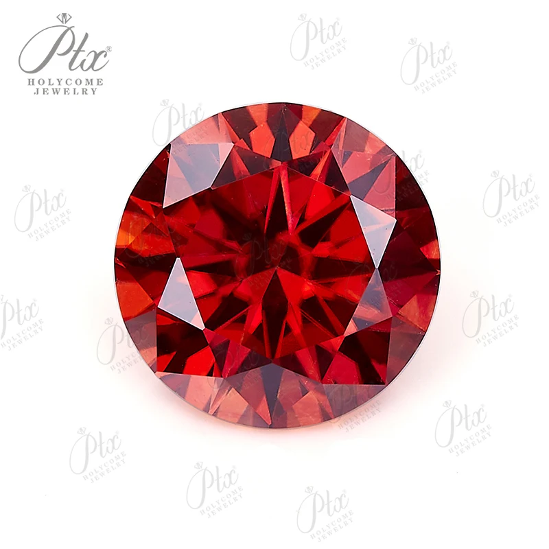 

Natural Garnet Round Moissanite Stone GRA Customized Gemstone 8Hearts&8Arrows VVS1 Diamond Jewelry Making Wholesale Price