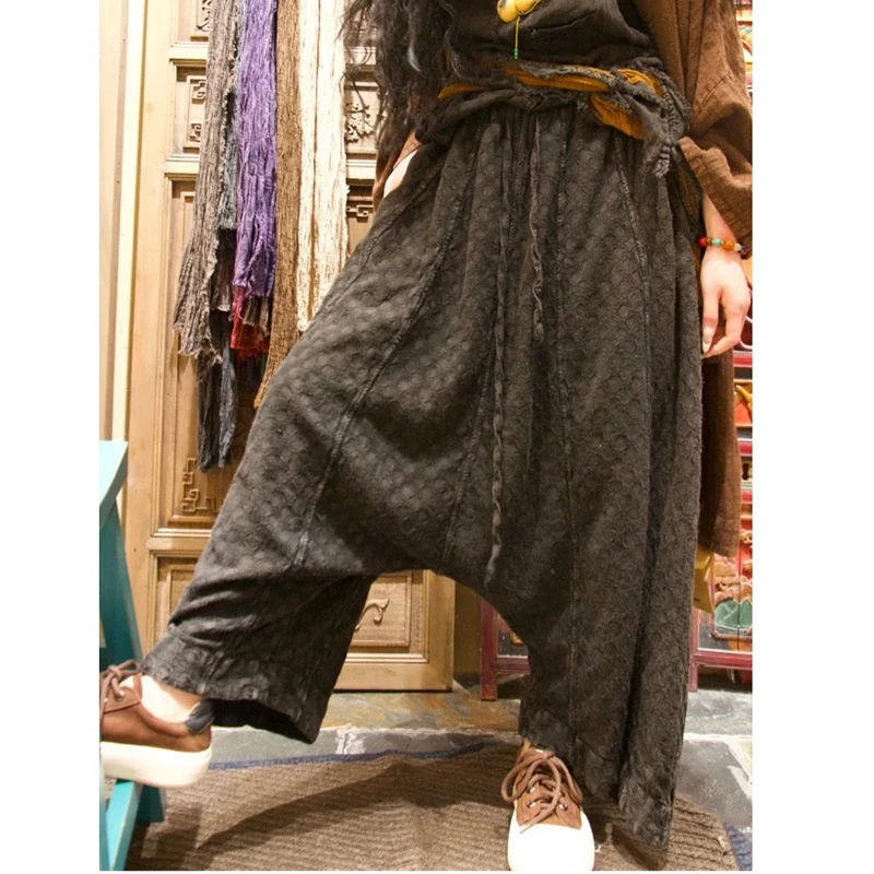 New Arrival Autumn 25 Women Good Quality Cotton Linen Ankle-length Pants Casual Loose Elastic Waist Harem Pants Harem Pants M154