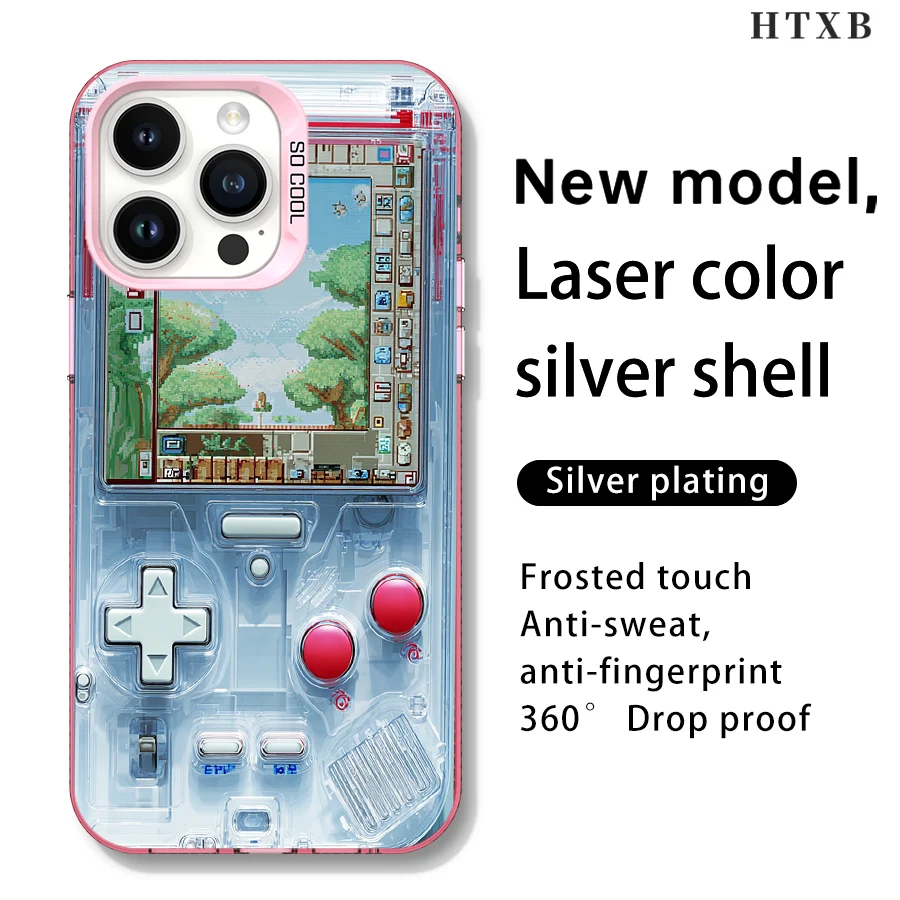 Il mondo pixelato di una console portatile trasparente per iPhone da 17 a 11 Pro Max Plus