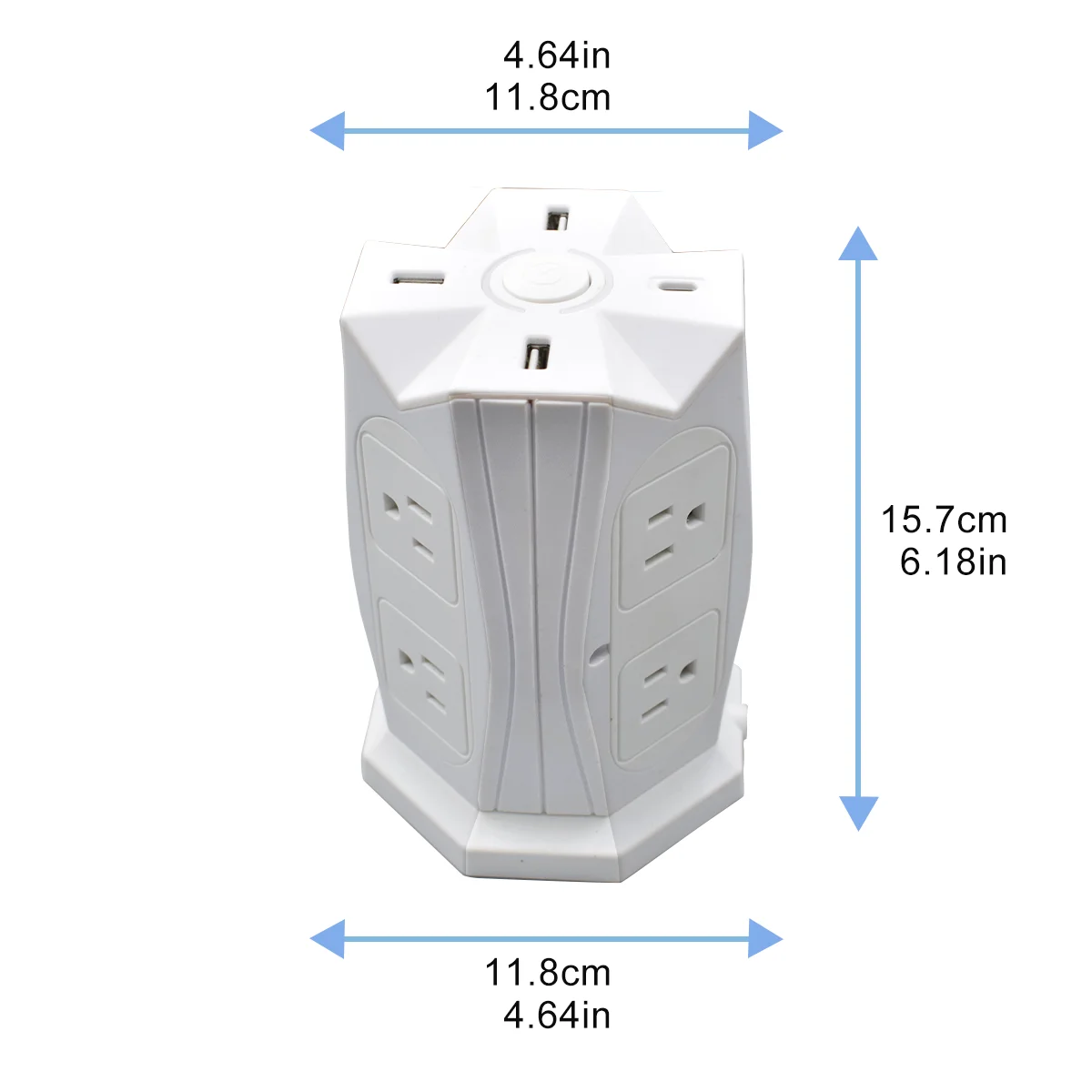 Power Strip Tower Multiple Plug Adapter With 8AC+3USB 1Type C Charge Ports 5.9FT Extension Cable Surge Protector For Home Office